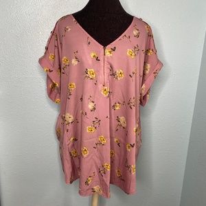 Speed Limit Plus Size Pink Floral Blouse Shirt
